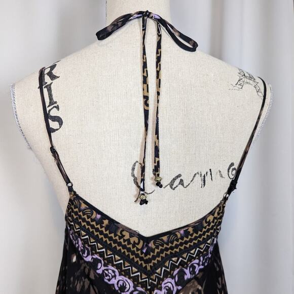 Free People Wild Divine Boho Maxi Dress Black Purple Brown Size XS - Picture 13 of 16